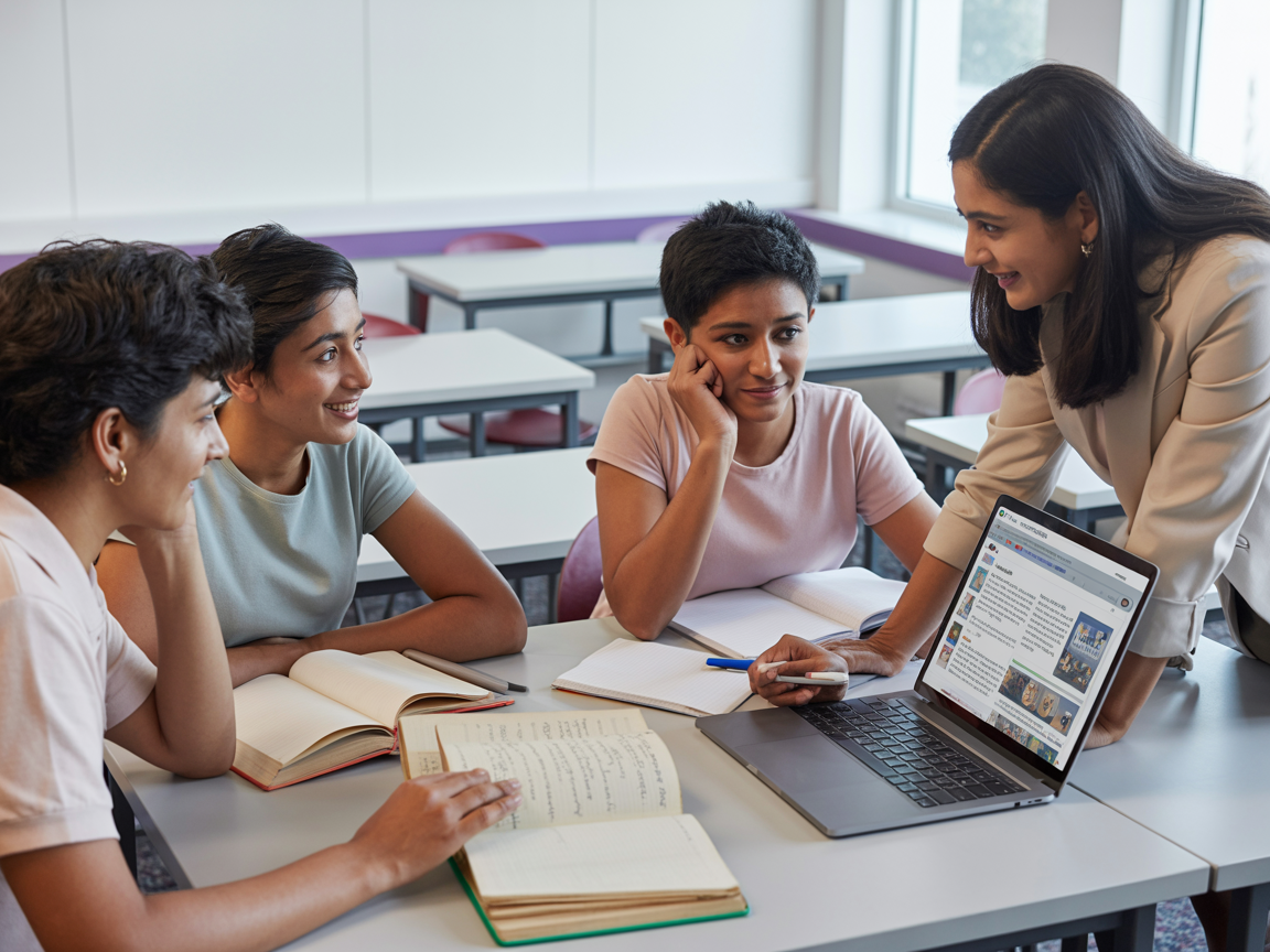 Students learning together with academic support